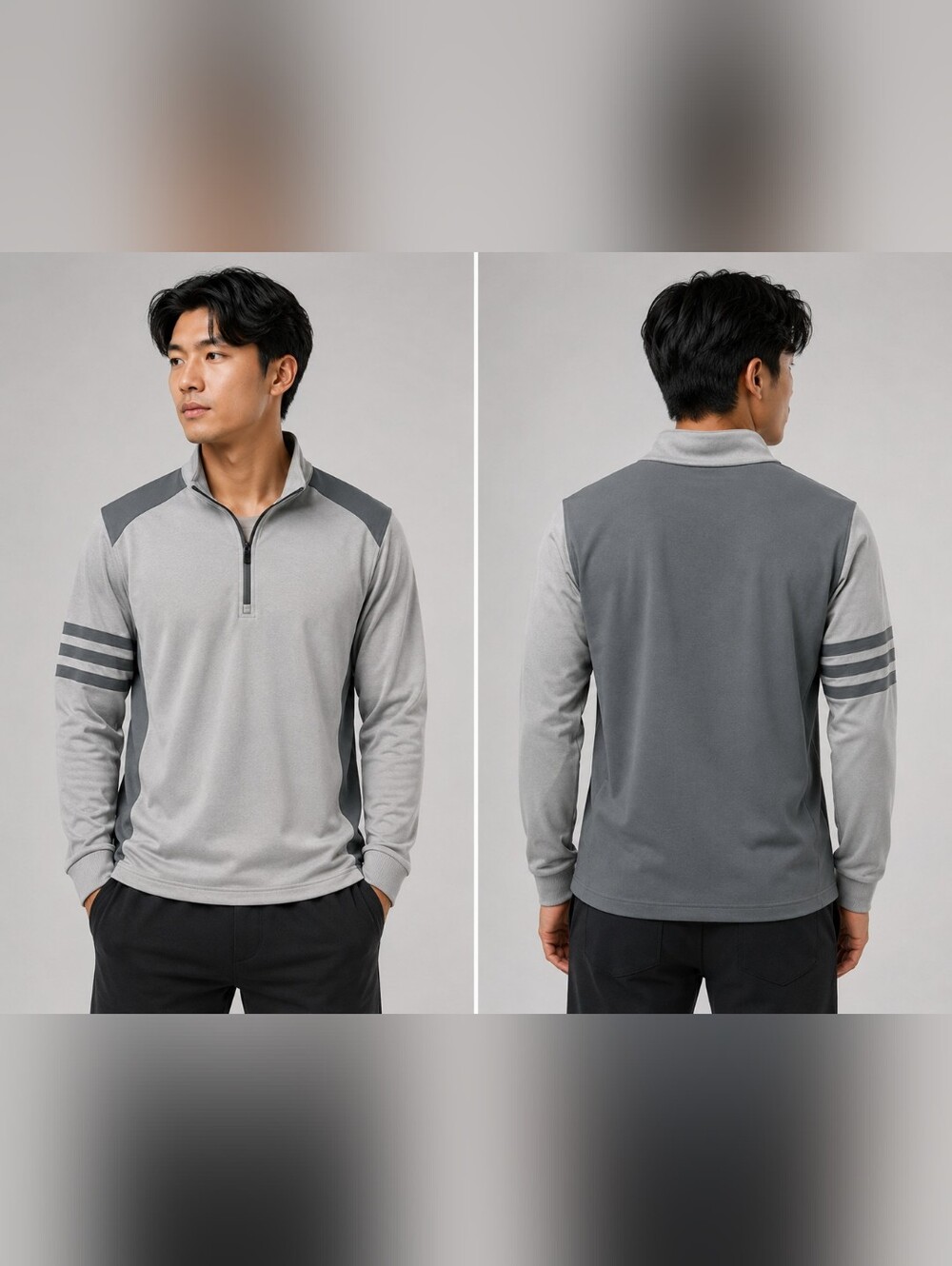 adidas Men's Light Gray Quarter-Zip Performance Jacket